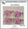 Wood Embellishments Heart with Arrow 100's