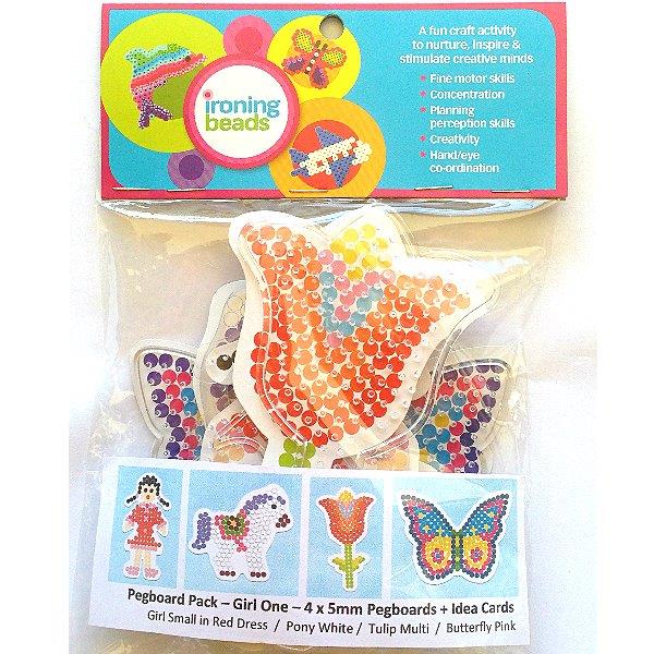 Ironing Beads Pegboards & Idea Cards 4's Girl Set 1
