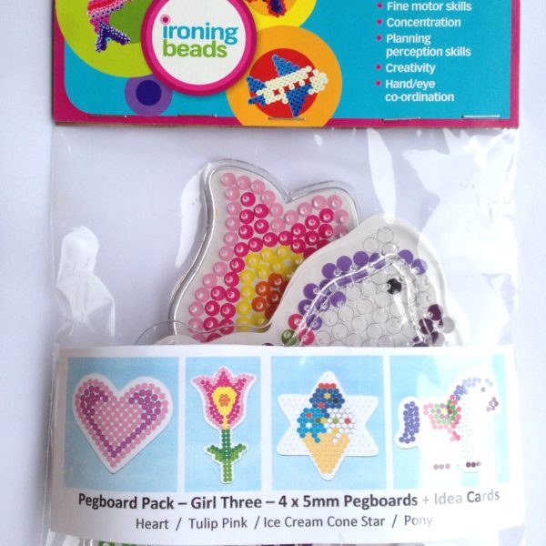 Ironing Beads Pegboards & Idea Cards 4's Girl Set 3