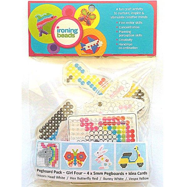 Ironing Beads Pegboards & Idea Cards 4's Girl Set 4
