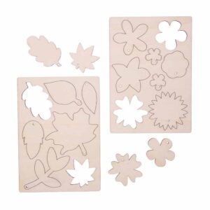Wooden Press Out Leaves & Flowers