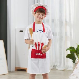 Little Chef Apron with Red Trim