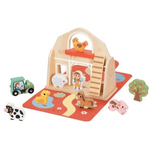 Wooden Farm Animals Story Box Play Set