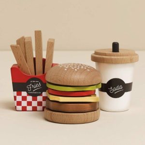 Wooden Hamburger & Fries Set