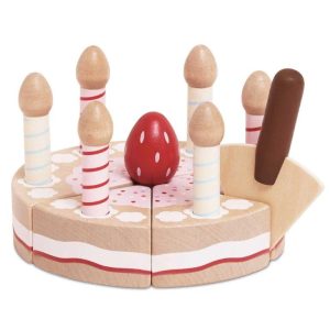 Wooden Birthday Cake with Candles