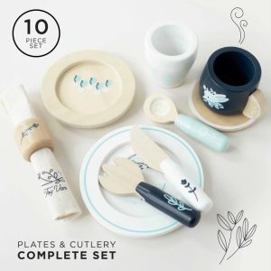 Wooden Cutlery & Dinner Set 10pc