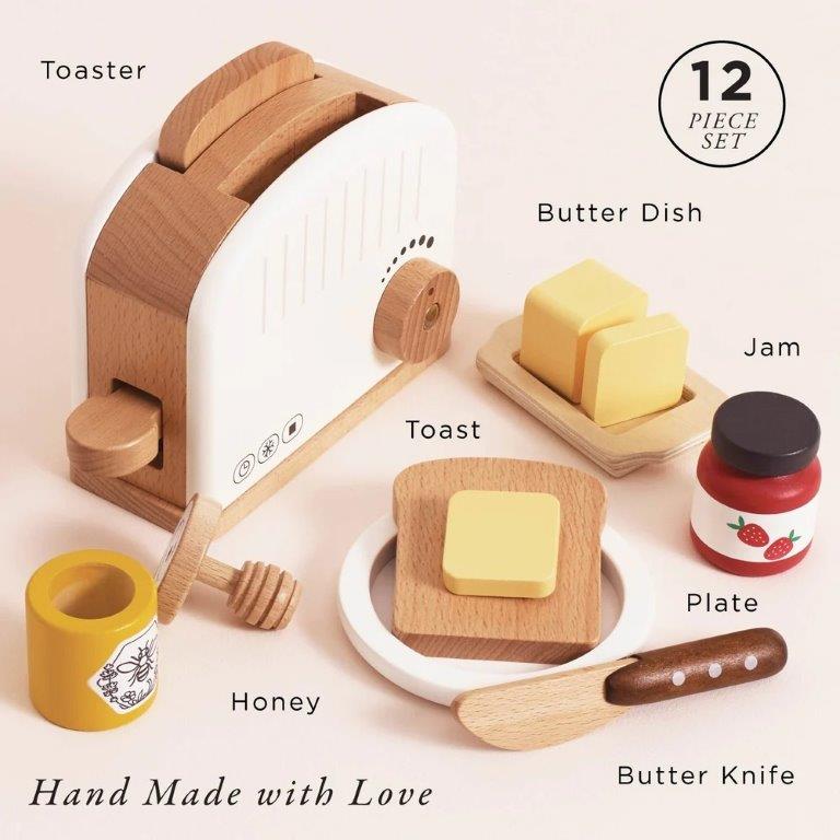 Wooden Toaster & Breakfast Set