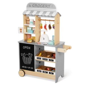 Wooden Double-Sided Grocery Store with Accessories